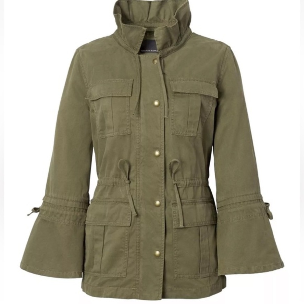 Banana Republic x Olivia Palermo Bell-Sleeve Surplus Jacket, hunter green XL